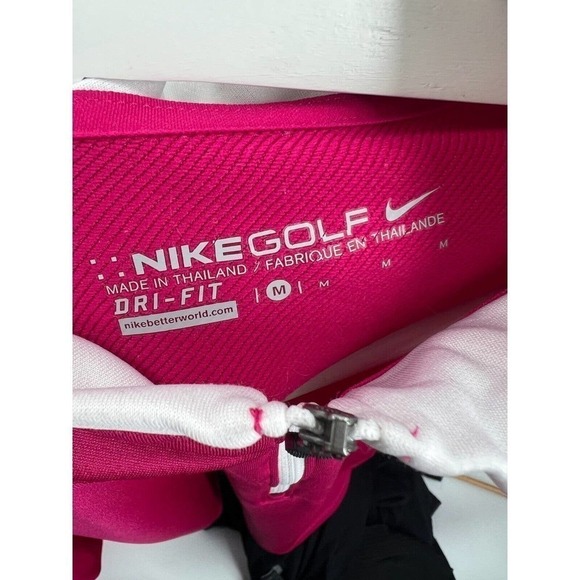 Nike Golf Dri-FIT Stretch 1/2-Zip Cover-Up Shirt Thumbholes Red/White Ladies M - Picture 8 of 9